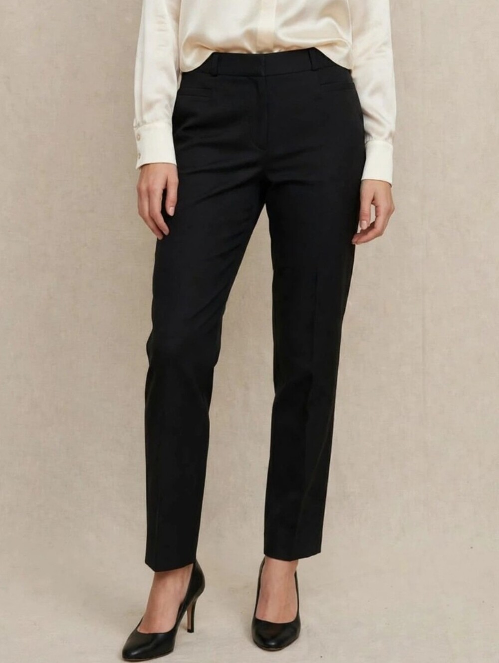 NWT@$80! BANANA REPUBLIC! LUXE BLACK "SLOAN" PANTS, MIDRISE, STRAIGHT LEG! SZ 8